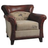 Photo MFA2450C : Fauteuil en coton et cuir de buffle