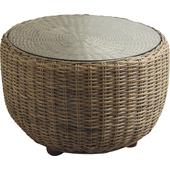 Photo MTB1230V : Grey pulut rattan table with glass top