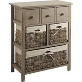 Photo NCM2070J : Poplar wood and maize chest with 6 drawers