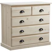 Photo NCM2610 : Raw wood chest with 5 drawers