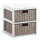 Photo NCM2990 : Wood and paper rope chest of 2 drawers