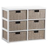 Photo NCM3020 : Wood and paper rope chest of 6 drawers