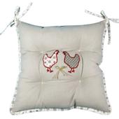 Photo NCO2280 : Sitting cushion with 2 hens and flowers