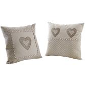 Photo NCO2290 : Coussin coeur en coton et lin