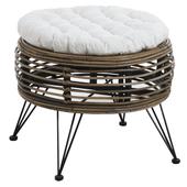 Photo NPO1380C : Grey pulut rattan and metal stool Mississippi