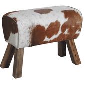 Photo NTB1780C : Tabouret en bois et peau de vache