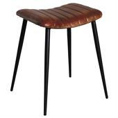 Photo NTB1820C : Rectangular leather and metal stool