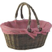 Photo PAM1630C : Panier en osier doublure vichy