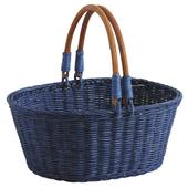 Photo PAM3350 : Blue stained rattan basket with handles