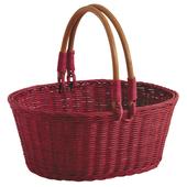 Photo PAM3360 : Red stained rattan basket with handles