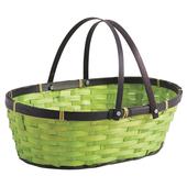 Photo PAM4400 : Oval green bamboo basket with handles