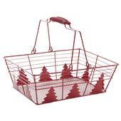 Photo PAM4470 : Red lacquered metal basket with pine trees design