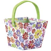 Photo PAM4680 : Square cardboard basket with flower design and green felt handle