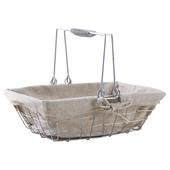 Photo PAM4710J : Rectangular silver color metal basket with 2 movable handles