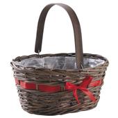 Photo PAM4720P : Oval stained willow basket with a red satin ribbon