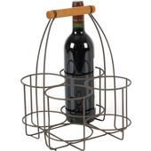 Photo PBO1690 : Rusty finish metal basket for 4 bottles