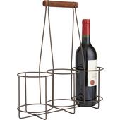 Photo PBO1780 : Rusty finish metal bottle holder for 3 bottles