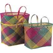 Photo SMA1890 : Sac en palmier teinté multicolore