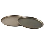 Photo TPL311S : Round metal tray set in antic gold color