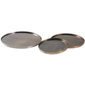 Photo TPL312SV : Round metal trays with antic mirror bottom
