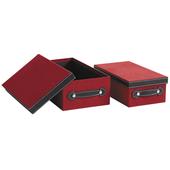 Photo VBT267S : Red and black imitation suede boxes