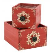 Photo CCO153SP : Red stained wood baskets Snowflakes