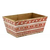 Photo CCO1540 : Rectangular natural wood and varnished paper basket Christmas Red and white
