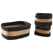 Photo CRA572S : Hyacinth et black cotton baskets