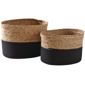 Photo CRA573S : Hyacinth et black cotton baskets