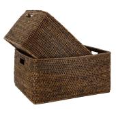 Photo CRA590S : Antique rattan storage basket