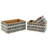 Photo CRA601S : Natural wood and varnished paper storage boxses Christmas