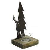 Photo DBO3860V : Metal and wooden deer candle holder