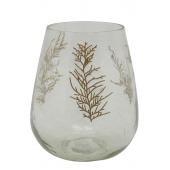 Photo DBO4070V : Glass candle jar with golden fern design