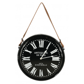 Photo DHL1630 : Horloge en métal noir laqué Antiquités de Paris