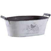 Photo GCO3850 : Patinated metal basket with 2 wood handles