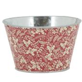 Photo GCO4611 : Red lacquered metal round basket - Holly design