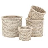 Photo JCP261S : Cache-pot en rotin blanc