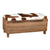 Photo KMA2130 : Recycled wood and cow skin chest and pouf