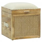 Photo KMA2150C : Mango wood and rattan chest/pouffe