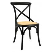Photo MCH1740 : Black lacquered birch wood et natural rattan chairs