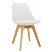 Photo MCH1781C : White polypro and beechwood chair with cushion