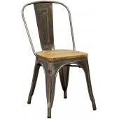 Photo MCH1850 : Brushed steel and wooden chair