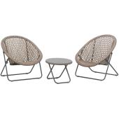 Photo MST144SV : Synthetic copper resin and metal lounger set