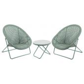 Photo MST145SV : Synthetic green resin and metal lounger set