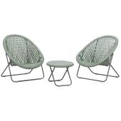 Photo MST145SV : Synthetic green resin and metal lounger set