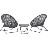 Photo MST146SV : Synthetic black resin and metal lounger set