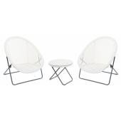 Photo MST147SV : Synthetic white resin and metal lounger set