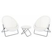 Photo MST147SV : Synthetic white resin and metal lounger set