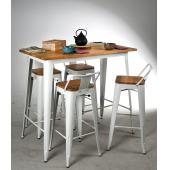 Photo MST153S : Ensemble table haute et tabourets en métal blanc