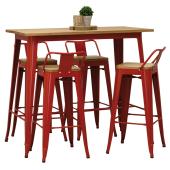 Photo MST154S : High table and stools in lacquered metal